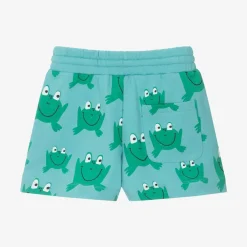 Stella McCartney Kids Shorts|Shorts*Aqua Blue Cotton Frog Shorts