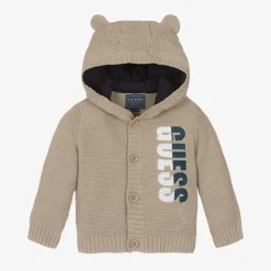 Guess Tops*Baby Boys Beige Cotton Knitted Cardigan