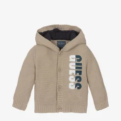 Guess Tops*Baby Boys Beige Cotton Knitted Cardigan