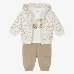 Mayoral Newborn Tracksuits*Baby Boys Beige Cotton Tracksuit Set