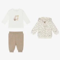 Mayoral Newborn Tracksuits*Baby Boys Beige Cotton Tracksuit Set