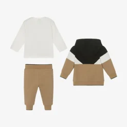 BOSS Tracksuits*Baby Boys Beige Cotton Tracksuit Set