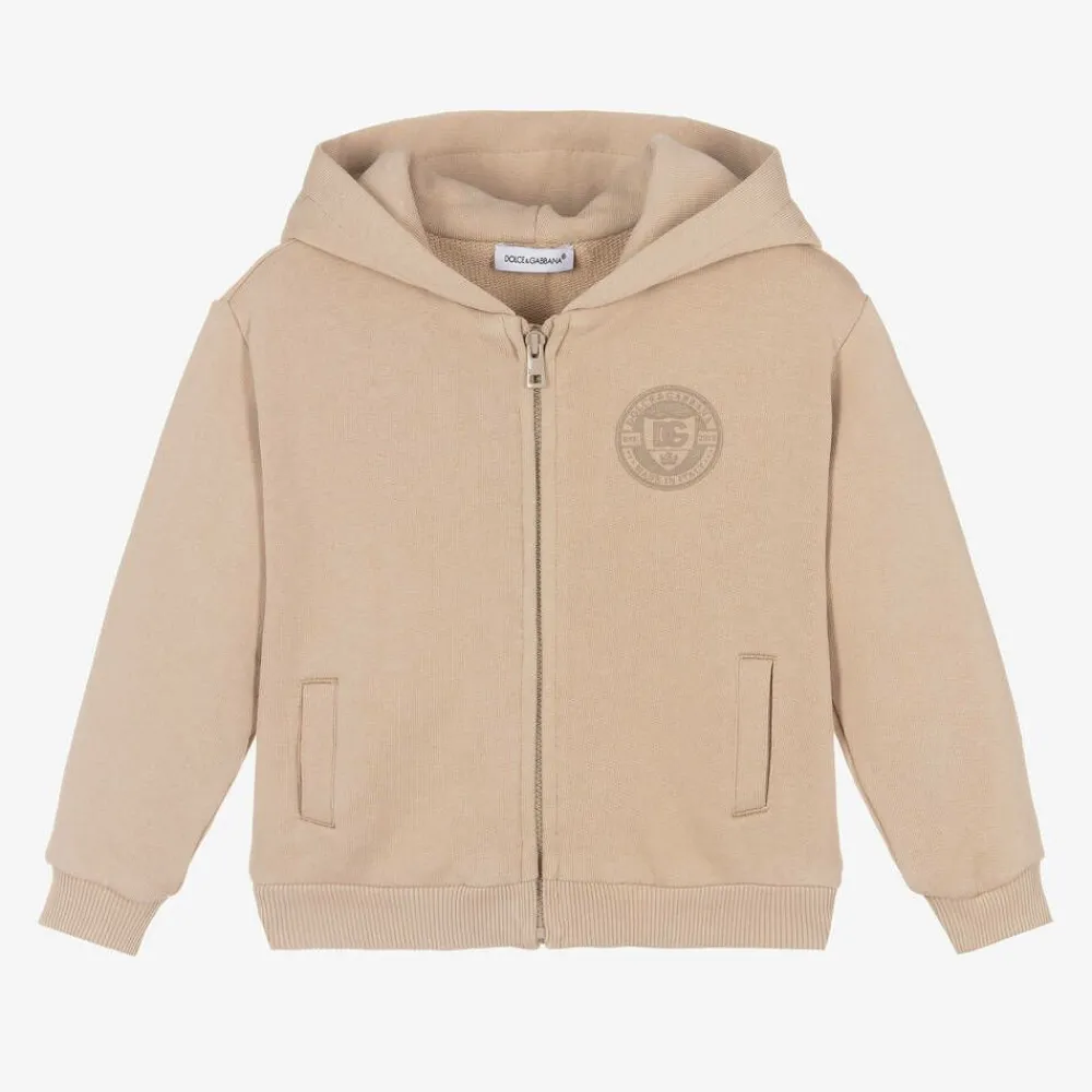 Dolce amp; Gabbana Tops*Baby Boys Beige Cotton Zip-Up Top