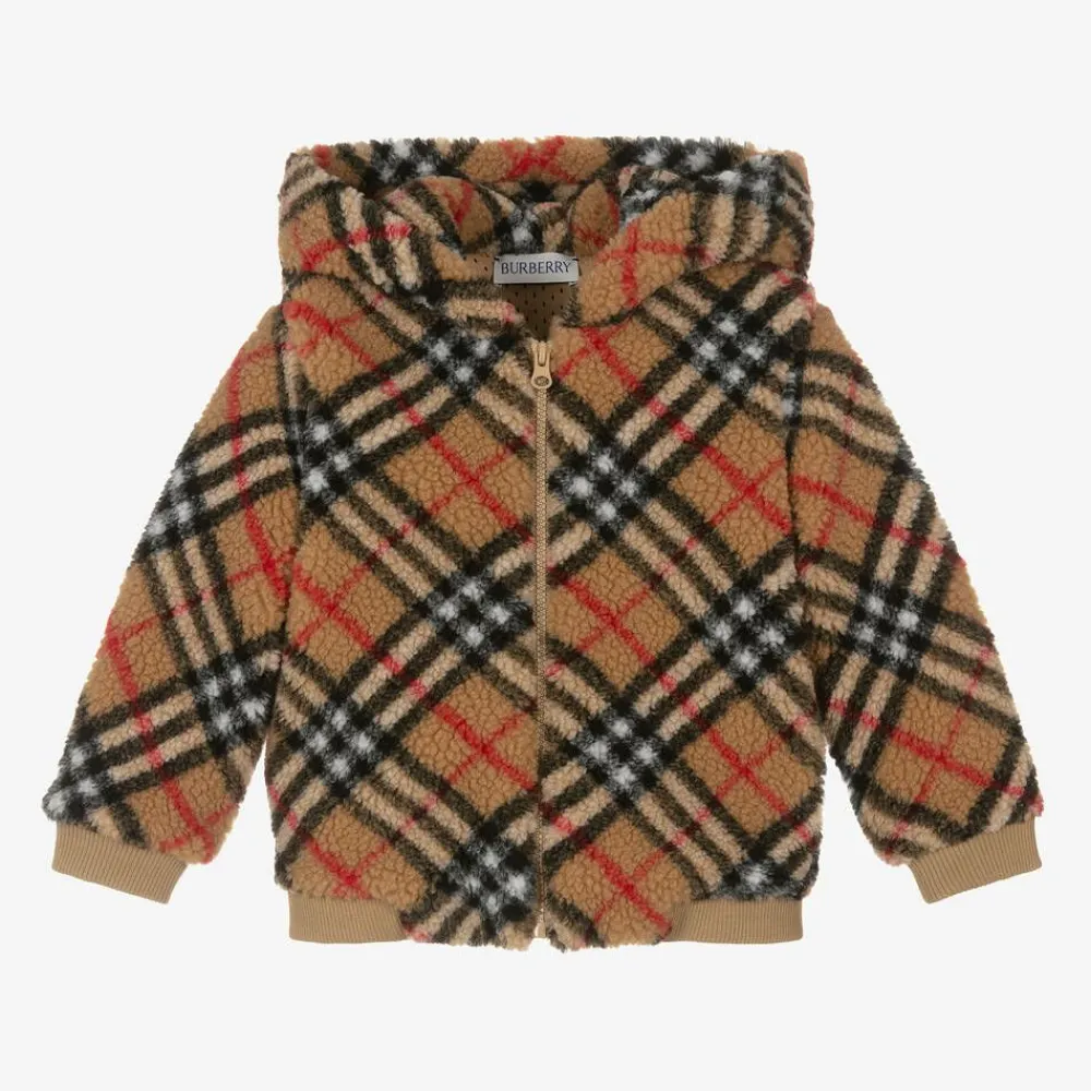 Burberry Tops*Baby Boys Beige Vintage Check Zip-Up Hoodie