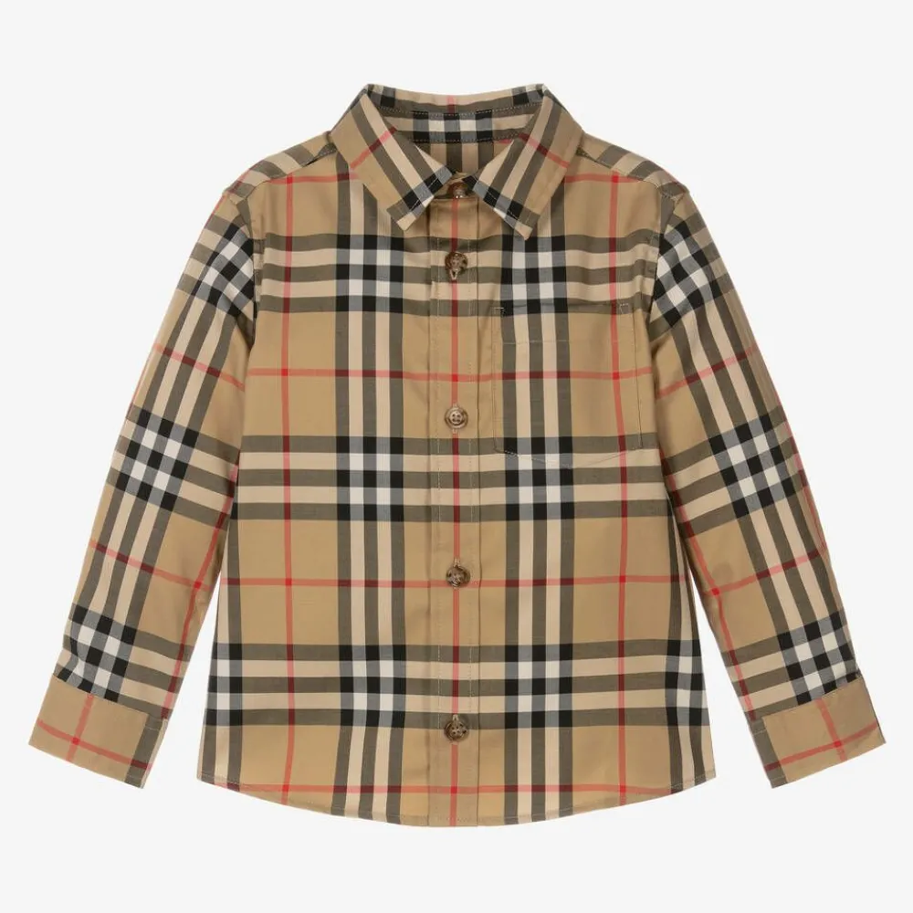 Burberry Tops*Baby Boys Beige Vintage Check Cotton Shirt