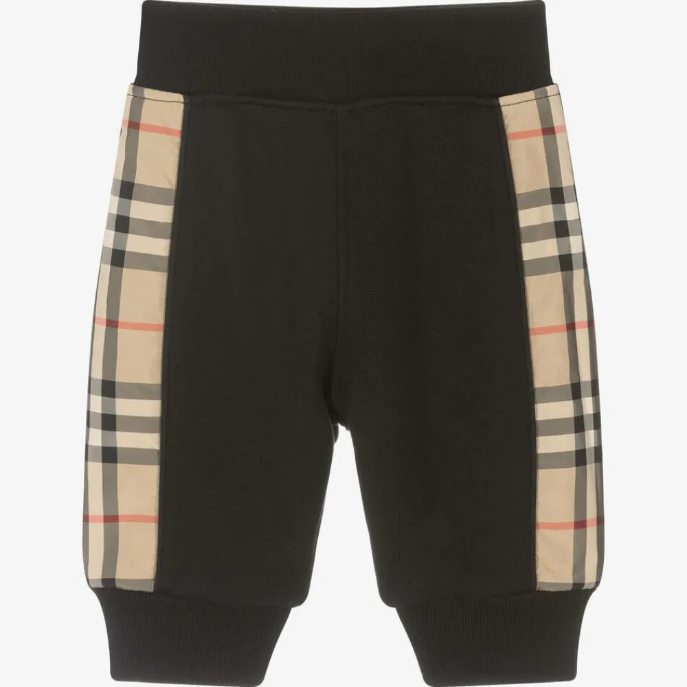 Burberry Trousers|Trousers*Baby Boys Black Cotton Check Joggers
