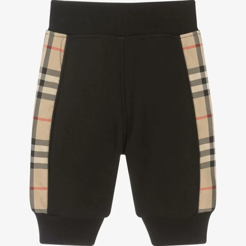 Burberry Trousers|Trousers*Baby Boys Black Cotton Check Joggers