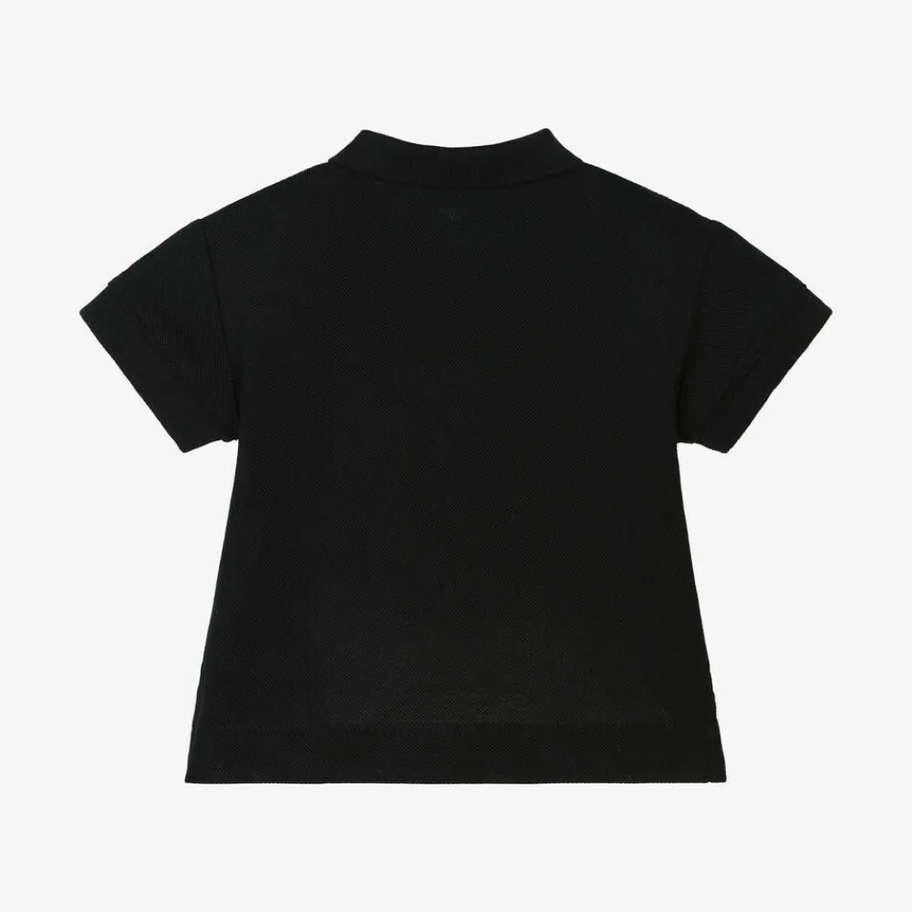 Burberry Tops*Baby Boys Black Cotton Piqué Polo Shirt