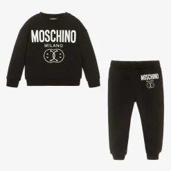 Moschino Baby Tracksuits*Baby Boys Black Double Smiley Tracksuit