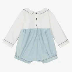 Beau KiD Babysuits*Baby Boys Blue & Ivory Shortie