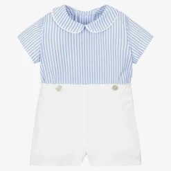 Ancar Outfit Sets|Outfit Sets*Baby Boys Blue & White Linen Buster Suit