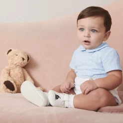 Ancar Outfit Sets|Outfit Sets*Baby Boys Blue & White Linen Buster Suit