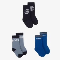 BOSS Socks|Socks*Baby Boys Blue Ankle Socks (3 Pack)