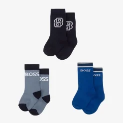 BOSS Socks|Socks*Baby Boys Blue Ankle Socks (3 Pack)