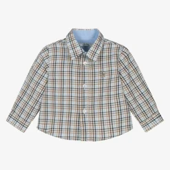 Dr. Kid Tops*Baby Boys Blue Check Cotton Shirt