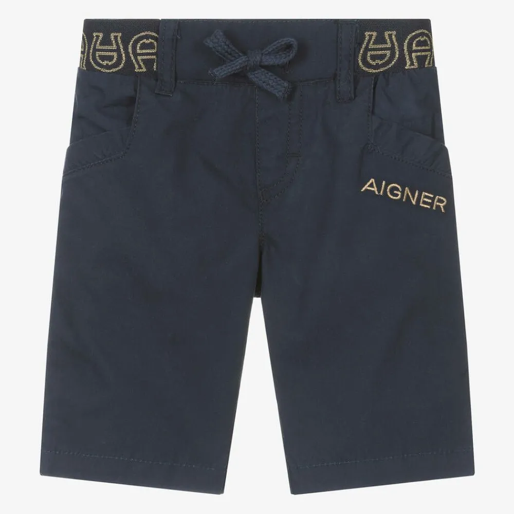 AIGNER Shorts*Baby Boys Blue Cotton Bermuda Shorts