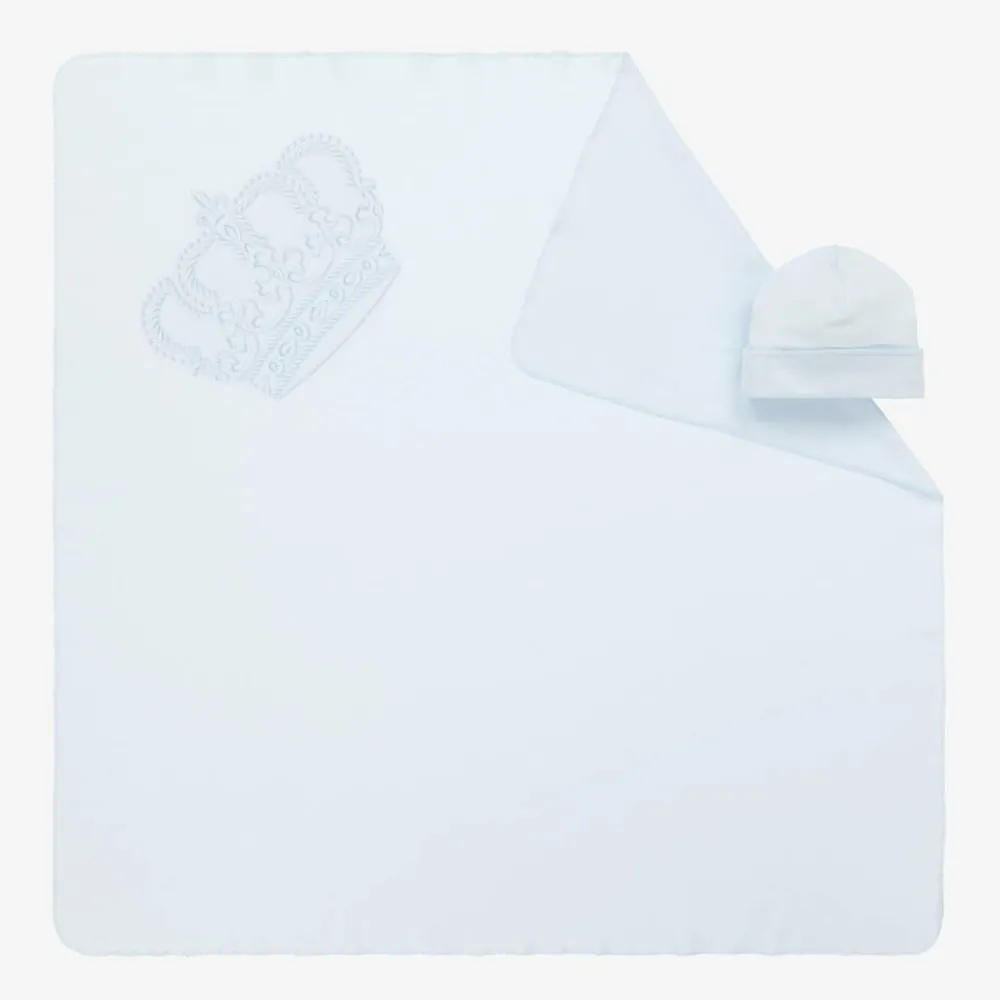 Sofija Gifts|Blankets & Shawls*Baby Boys Blue Cotton Blanket & Hat Gift Set