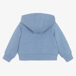 Burberry Tops*Baby Boys Blue Cotton EKD Zip-Up Hoodie