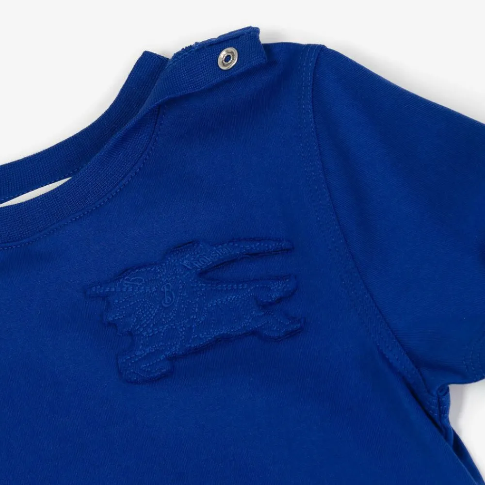 Burberry Tops*Baby Boys Blue Cotton EKD T-Shirt