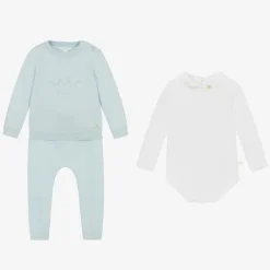 Marie-Chantal Gifts*Baby Boys Blue Cotton Knit Trouser Set