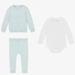 Marie-Chantal Gifts*Baby Boys Blue Cotton Knit Trouser Set