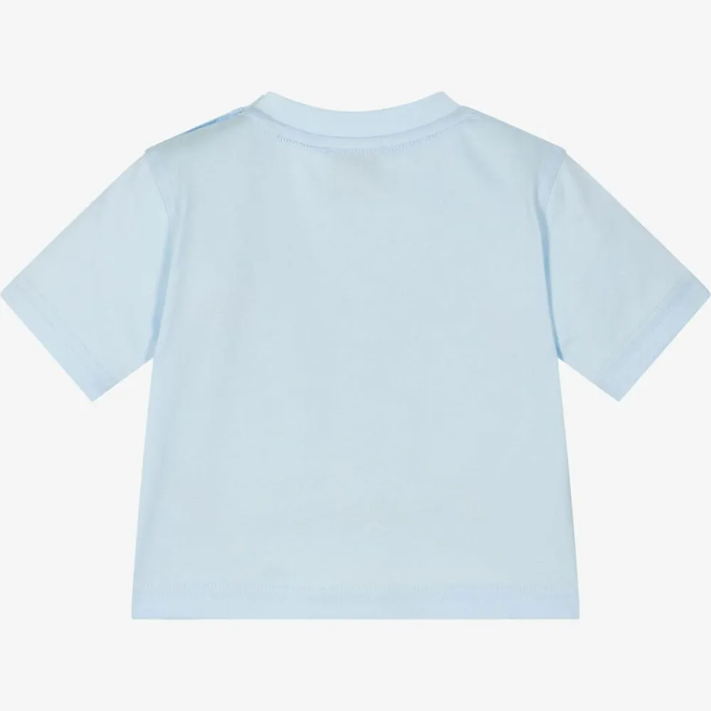 Burberry Tops*Baby Boys Blue Cotton Logo T-Shirt