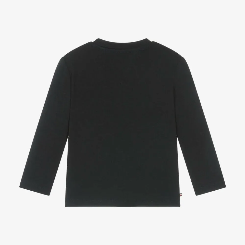 Tommy Hilfiger Tops*Baby Boys Blue Cotton Monotype Logo Top
