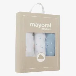 Mayoral Feeding Accessories*Baby Boys Blue Cotton Muslins (3 Pack)