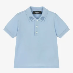 Versace Tops*Baby Boys Blue Cotton Polo Shirt