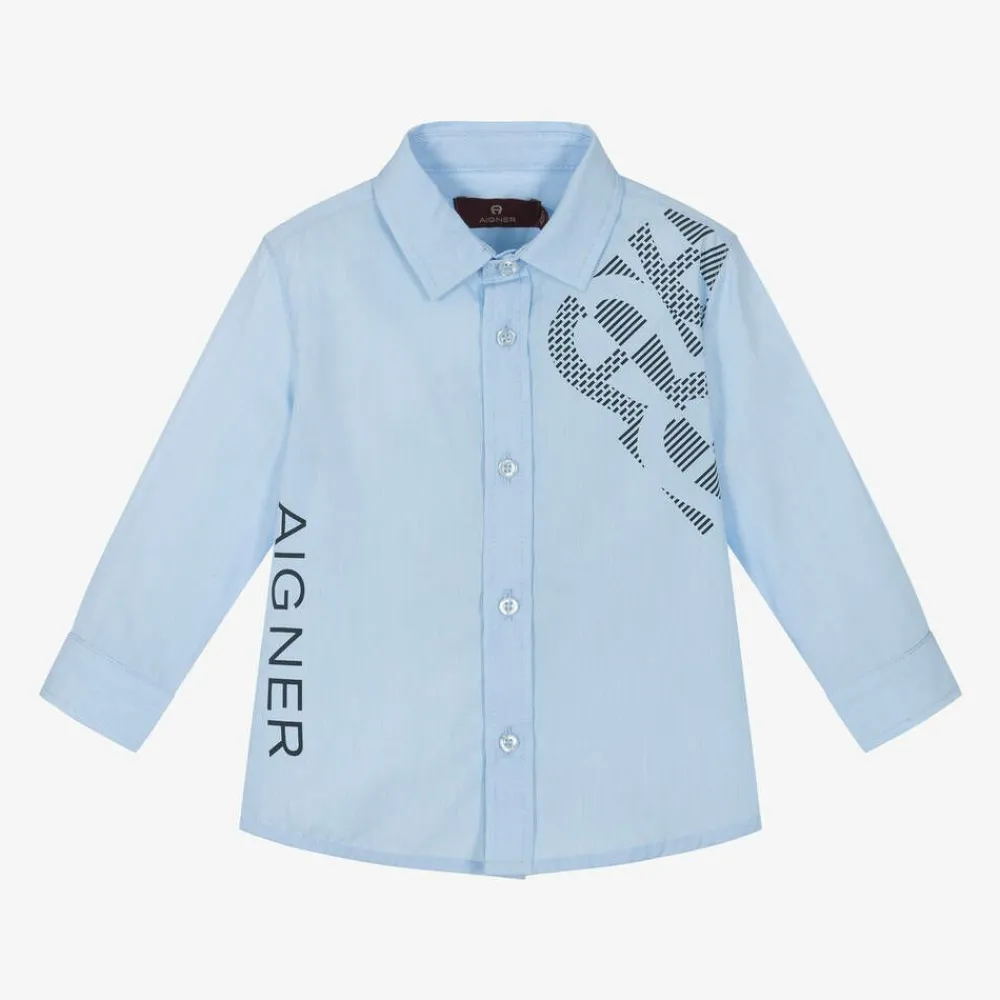 AIGNER Tops|Tops*Baby Boys Blue Cotton Shirt