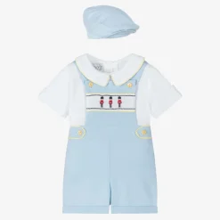 Beau KiD Outfit Sets|Outfit Sets*Baby Boys Blue Cotton Smocked Shorts Set