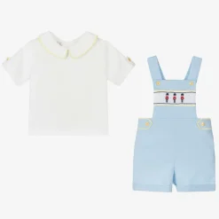 Beau KiD Outfit Sets|Outfit Sets*Baby Boys Blue Cotton Smocked Shorts Set