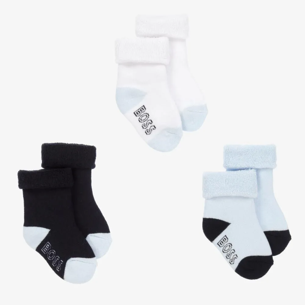 BOSS Gifts|Socks*Baby Boys Blue Cotton Socks (3 Pack)