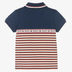 Gucci Tops*Baby Boys Blue Cotton Striped Polo Shirt