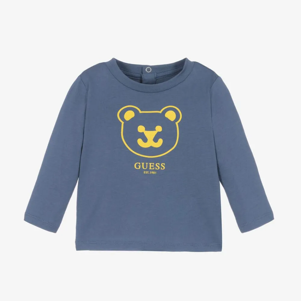 Guess Tops*Baby Boys Blue Cotton Top