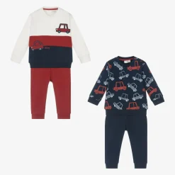 iDO Mini Tracksuits|Tracksuits*Baby Boys Blue Cotton Tracksuits (2 Pack)