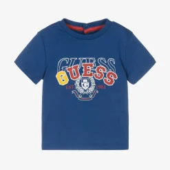 Guess Tops*Baby Boys Blue Cotton T-Shirt