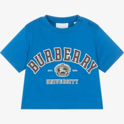 Burberry Tops*Baby Boys Blue Cotton Varsity T-Shirt