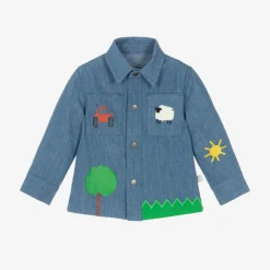Stella McCartney Kids Tops*Baby Boys Blue Denim Farmyard Shirt