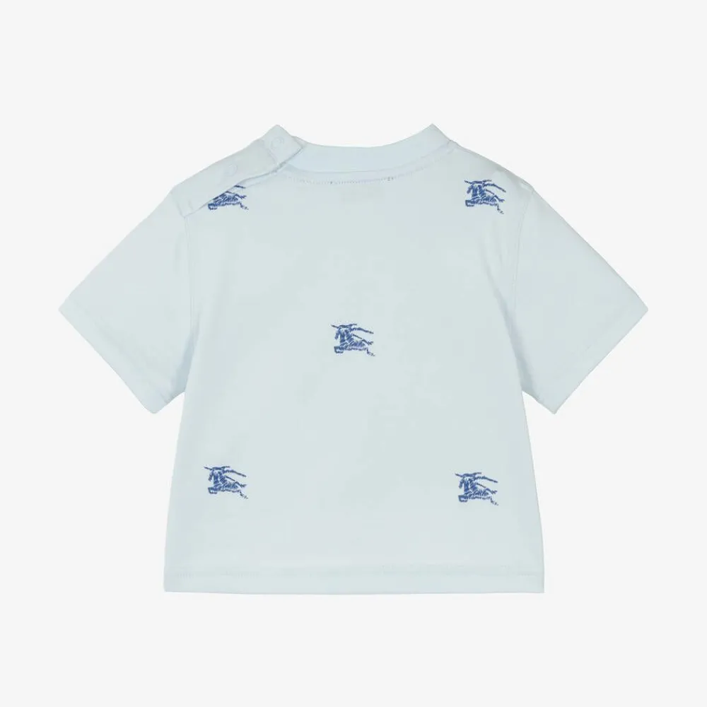 Burberry Tops*Baby Boys Blue EKD Cotton T-Shirt