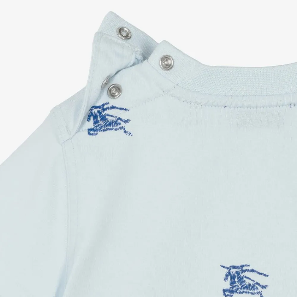 Burberry Tops*Baby Boys Blue EKD Cotton T-Shirt