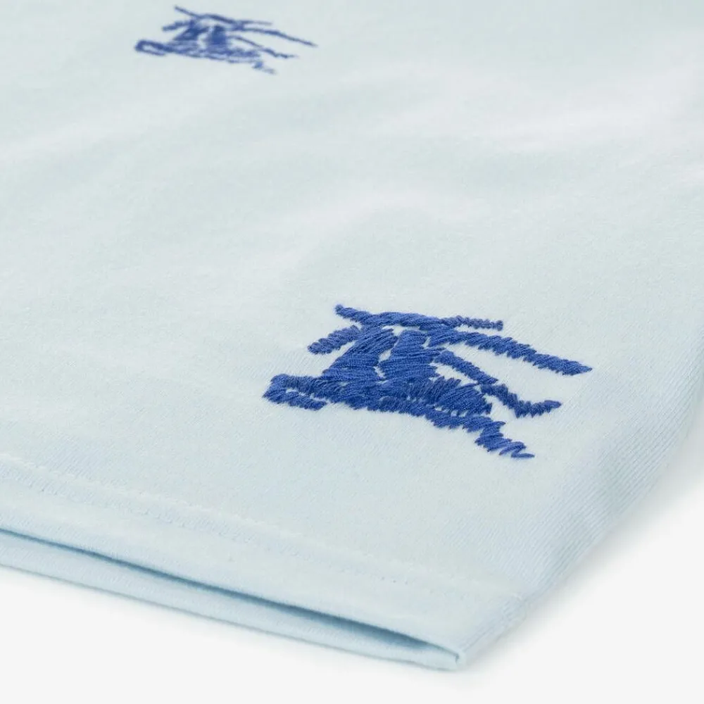 Burberry Tops*Baby Boys Blue EKD Cotton T-Shirt