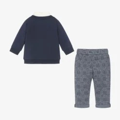 iDO Mini Outfit Sets*Baby Boys Blue Houndstooth Trouser Set
