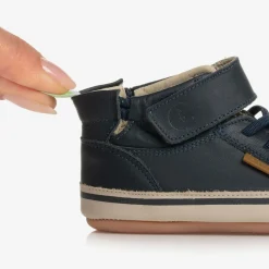 Tip Toey Joey First Walkers|First Walkers*Baby Boys Blue Leather Hi-Top Trainers