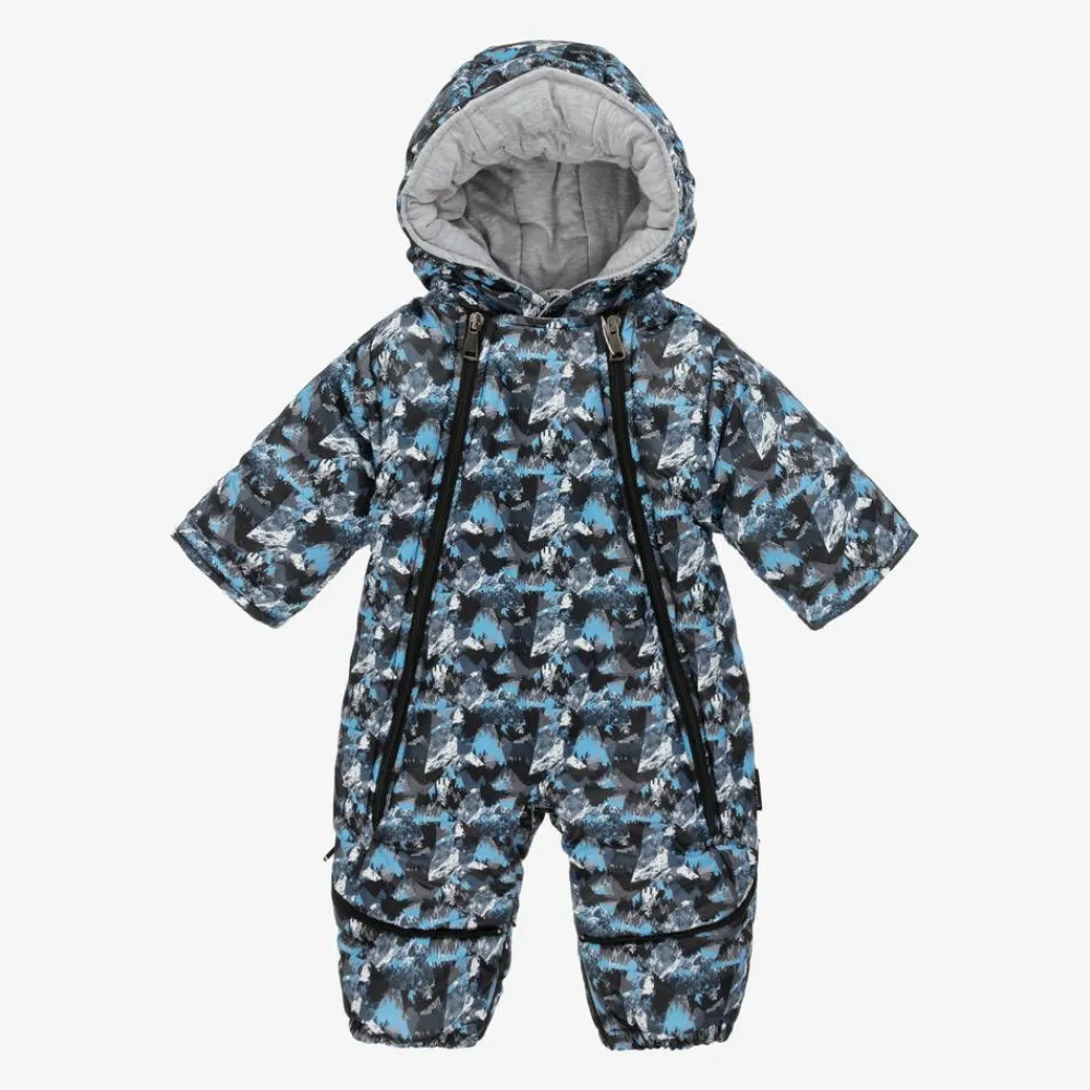Pilguni Snowwear*Baby Boys Blue Mountain Print 2-in-1 Snowsuit