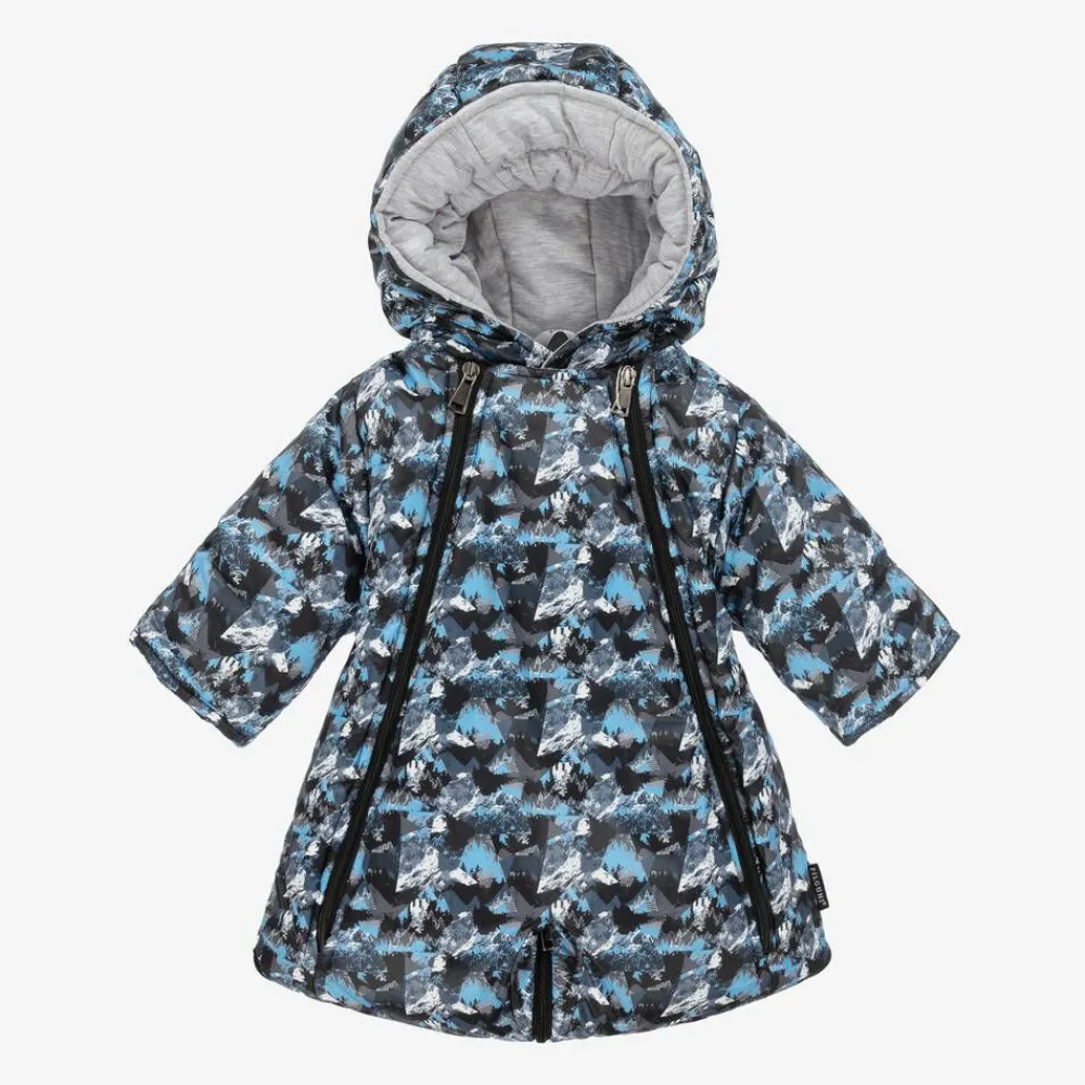 Pilguni Snowwear*Baby Boys Blue Mountain Print 2-in-1 Snowsuit