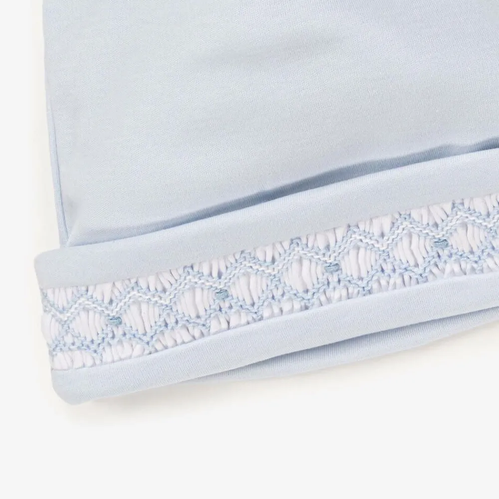 Kissy Kissy Hats|Hats*Baby Boys Blue Smocked Pima Cotton Hat