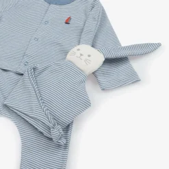 Petit Bateau Babysuits*Baby Boys Blue Stripe Organic Cotton Trouser Set
