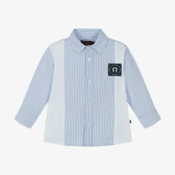 AIGNER Tops|Tops*Baby Boys Blue Striped Panel Cotton Shirt