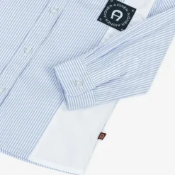 AIGNER Tops|Tops*Baby Boys Blue Striped Panel Cotton Shirt